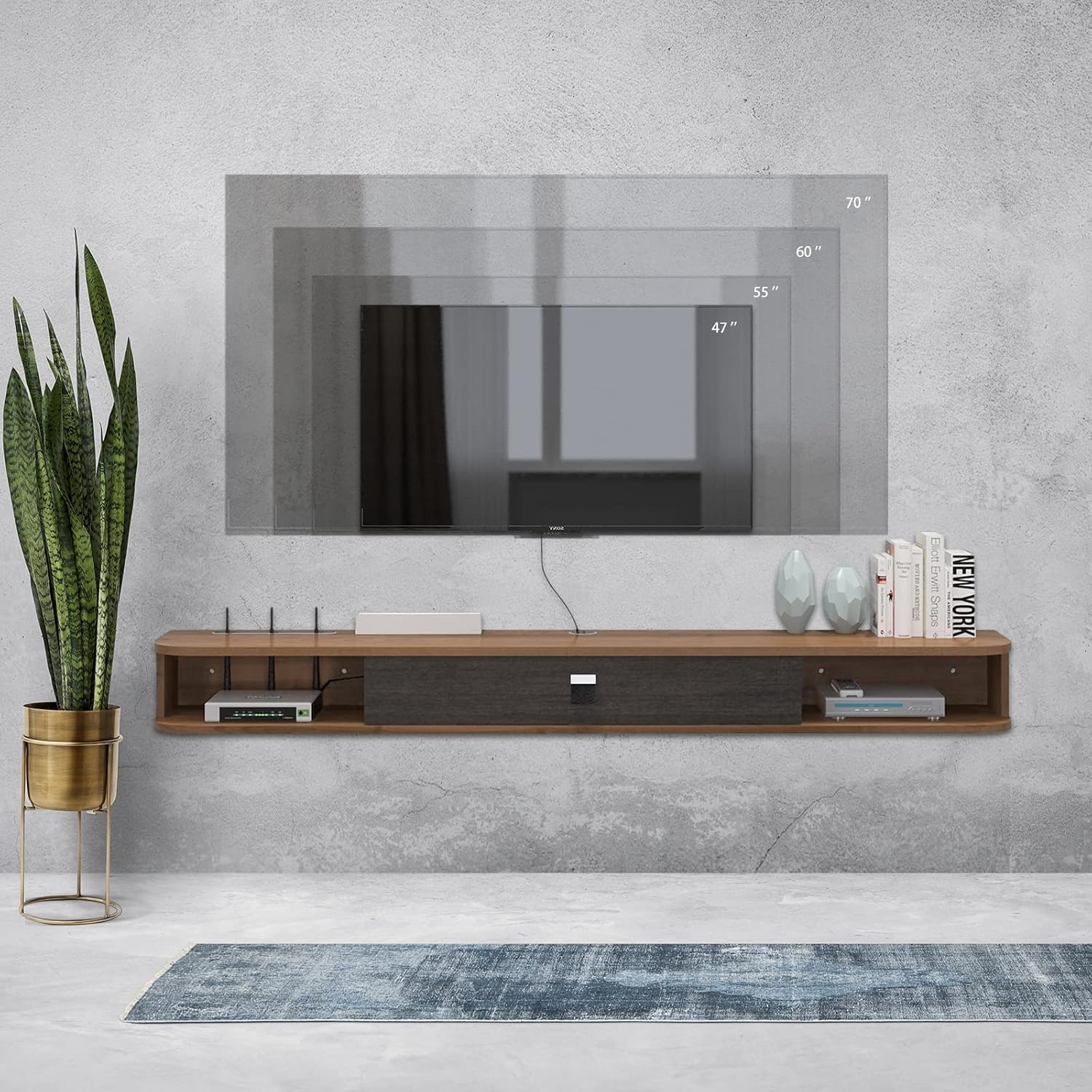 TV unit 140 cm W x 23.5 cm D x 16.5 cm H