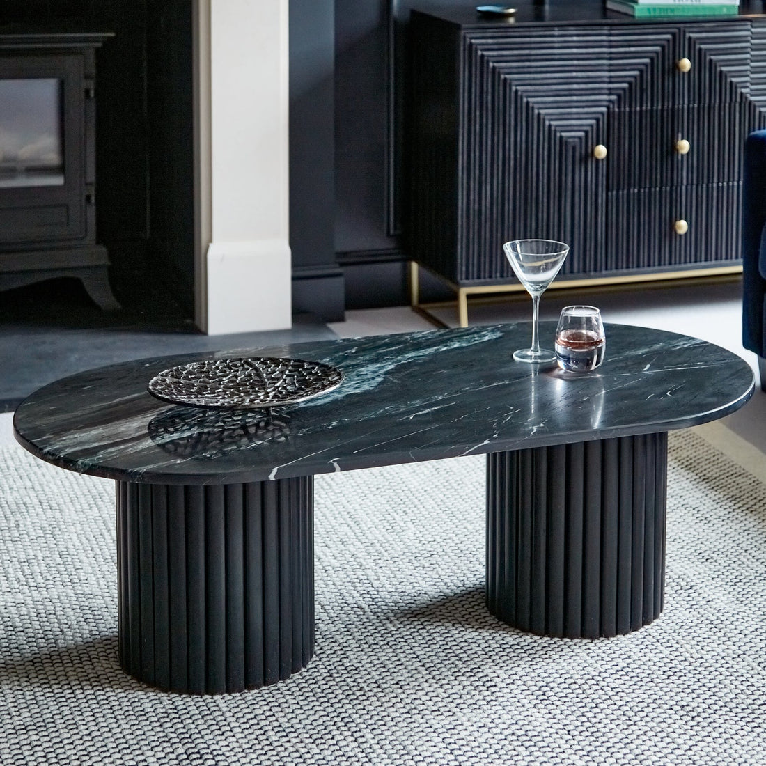 Table Set Black Marble Top