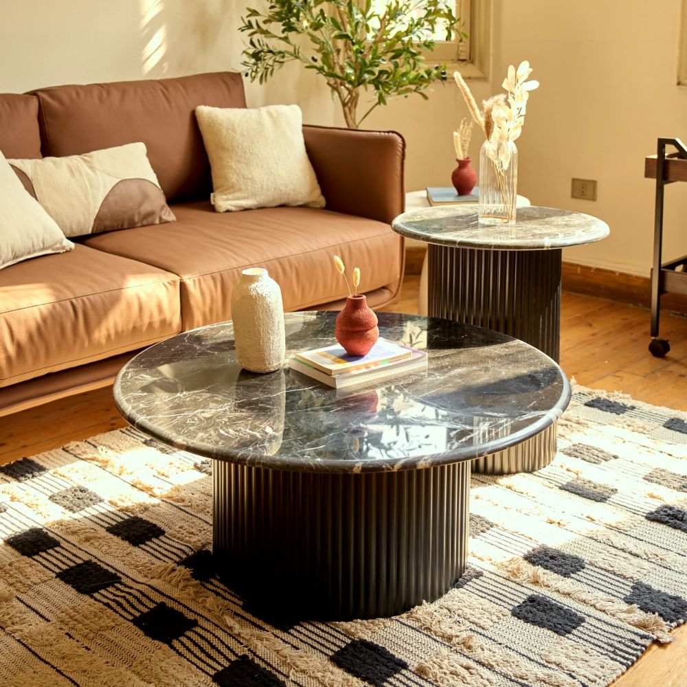 Table Set Black Marble Top