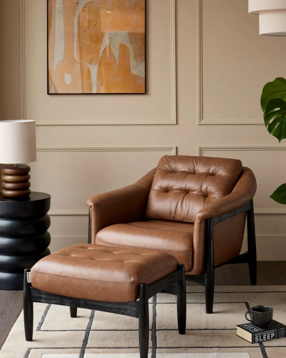 Chair with footstool H83 cm × W83 cm × D87 cm
