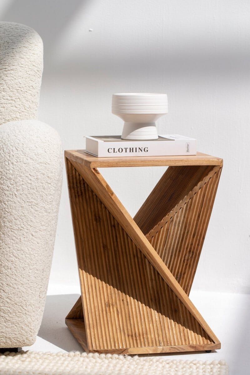 Side Table Twisted Wooden 35x35x55 cm