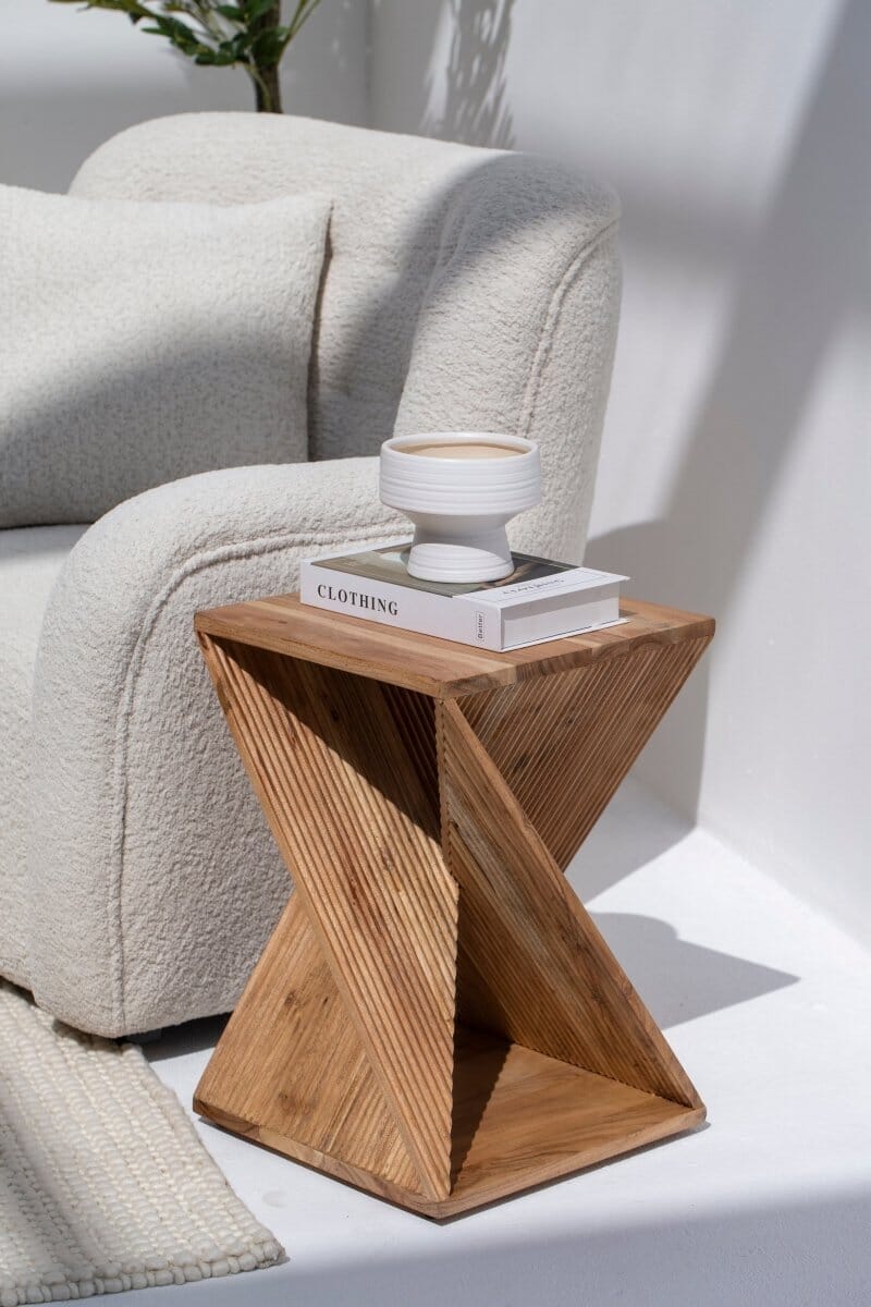 Side Table Twisted Wooden 35x35x55 cm