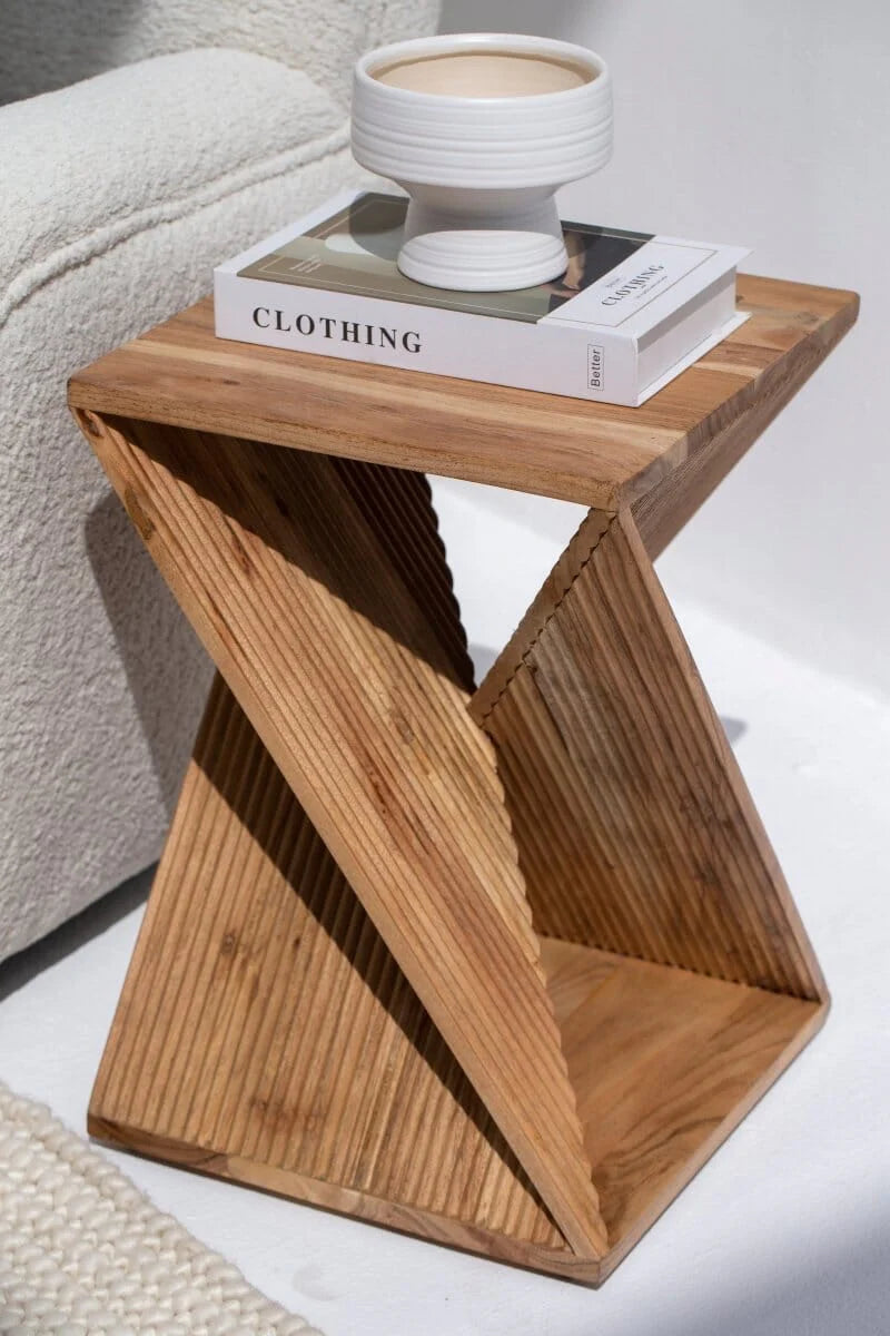 Side Table Twisted Wooden 35x35x55 cm