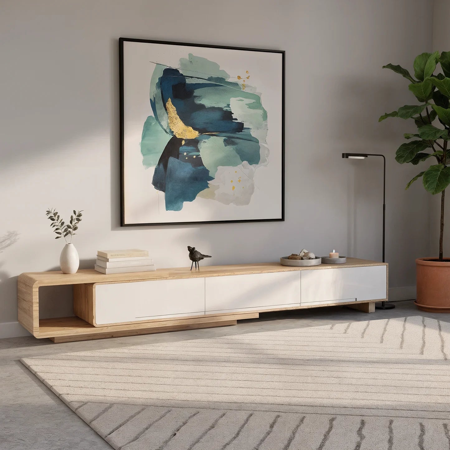 TV unit 200 cm W x 40 cm D x 37 cm H