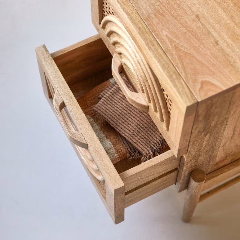 bedside table 55 cm H x 39 cm W x 40 cm D