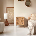 bedside table 55 cm H x 39 cm W x 40 cm D
